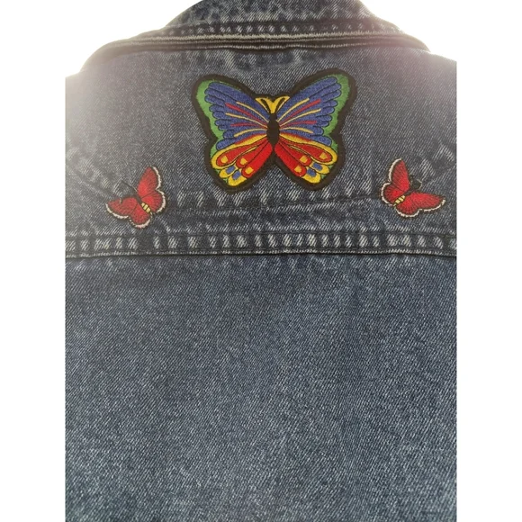 Vintage Cabela's For Women Blue Denim Vest with Butterfly Patches NWOT - Picture 6 of 6